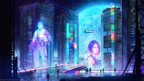 Neon Cityscape by kvacm on DeviantArt