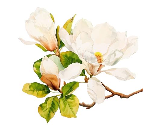 Premium Vector Watercolor Lush White Magnolia Flower Big Magnolia