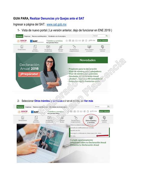 PDF GUIA PARA Realizar Denuncias Y O Quejas Ante El SAT GUIA
