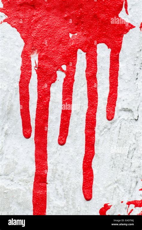 Closeup To Red Paint Drips On White Background Stock Photo Alamy