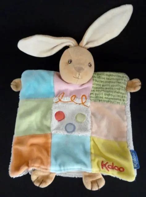 4 DOUDOU PLAT MARIONNETTE KALOO LAPIN rond carré patchworck bleu rose