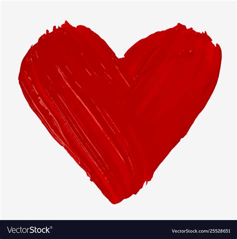 Hand Painted With Brush Isolated Big Red Heart Vector Image