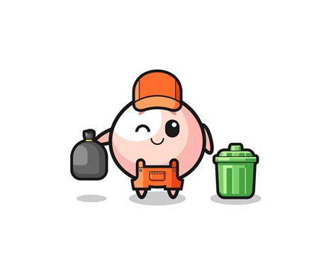 The Mascot Of Cute Meatbun As Garbage Collector 4643024 Vector Art At