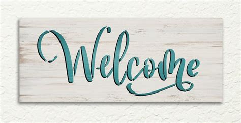 Bold Welcome Script Stencil By Studior Craft Diy Home Decor Paint