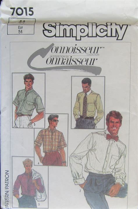 Simplicity 7015 Mens Shirt Sewing Pattern Size 44 Uncut By