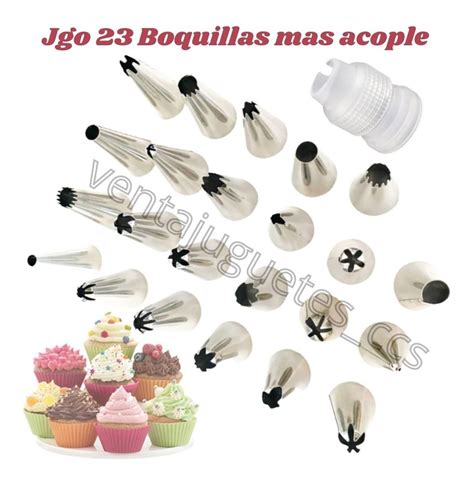 Set De 23 Boquillas Mas Acople Decoración Crema Repostería Mercado Libre