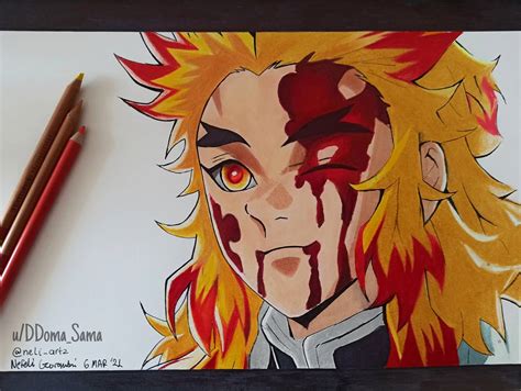 Rengoku drawing done~ : r/KimetsuNoYaiba