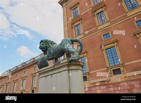 Bronze Lion Sculpture Kungliga Slottet Royal Palace Lejonbacken