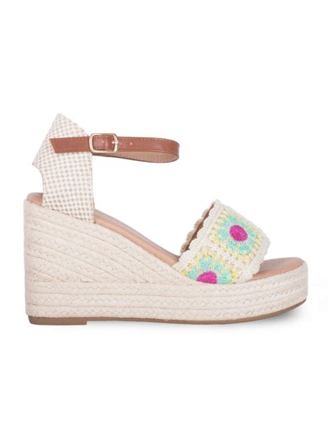 Sandalias Cuña Esparto Beige PERA LIMONERA