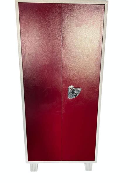 Door With Locker Red Mild Steel Almirah Shelves Without Mirror At