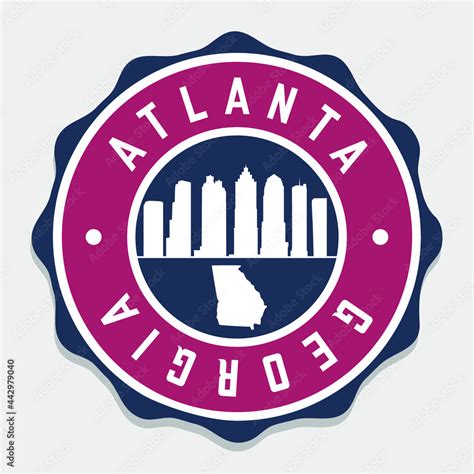 Atlanta Ga Usa Badge City Vector Seal National Symbol Skyline Stamp