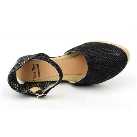 Espadrilles cuir pailleté compensées noires femmes petites pointures