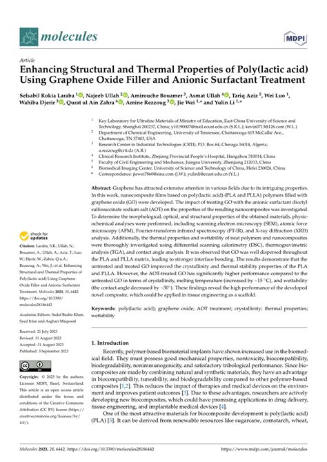 Pdf Enhancing Structural And Thermal Properties Of Polylactic Acid