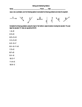 Adding And Subtracting Vectors Worksheet By Roller Coaster Learning