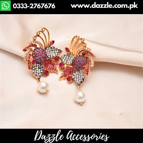 Ruby Designer Earring With Pearl Dazzle Accessories