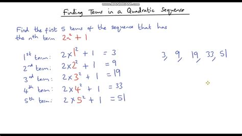 Finding The First 5 Terms Of A Quadratic Sequence Youtube