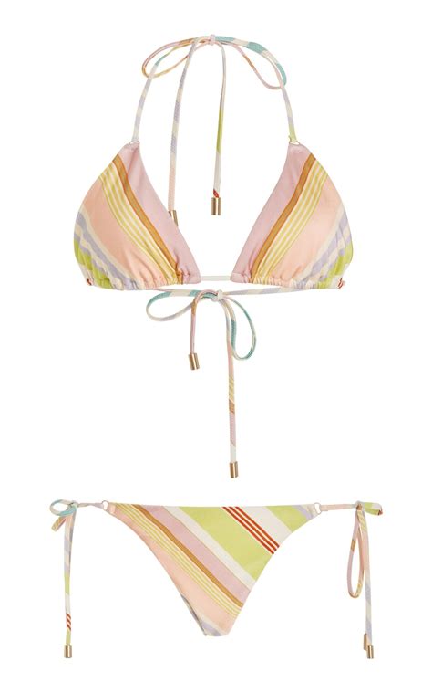 Zimmermann Halliday Striped Triangle Bikini Set Multi Editorialist