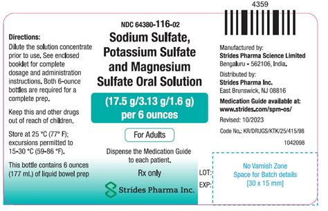 Dailymed Sodium Sulfate Potassium Sulfate And Magnesium Sulfate Oral Solution