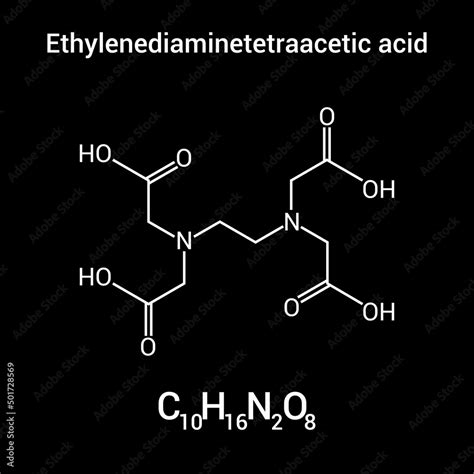 Chemical Structure Of Ethylenediaminetetraacetic Acid Edta C10h16n2o8 Stock 벡터 Adobe Stock