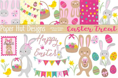 Easter Clipart And Digital Papers Set By PaperHutDesigns TheHungryJPEG