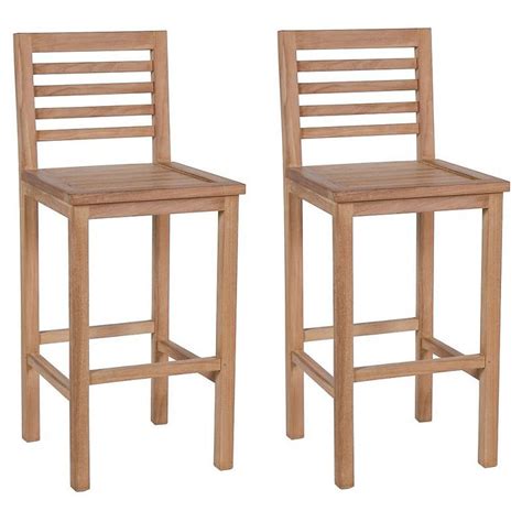 Chaises Hautes Bar Teck Massif Vendus Par Lot De 2 Kayumeuble