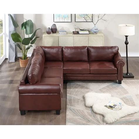 Kristopher Wide Faux Leather Symmetrical Modular Corner Sectional