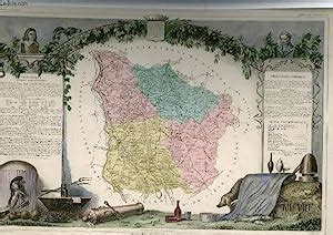 GRAVURE 19eme COULEURS CARTE DEPARTEMENTALE DE LA NIEVRE REHAUSSEE EN