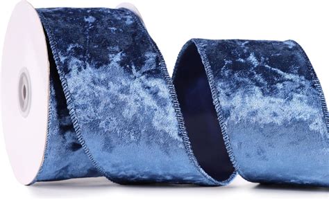 Amazon MAYREEL Navy Blue Crushed Velvet Ribbon Wired 2 5 X 10