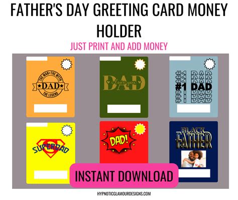 Father S Day Greeting Card Money Holder Hypnotic Glamour Designs