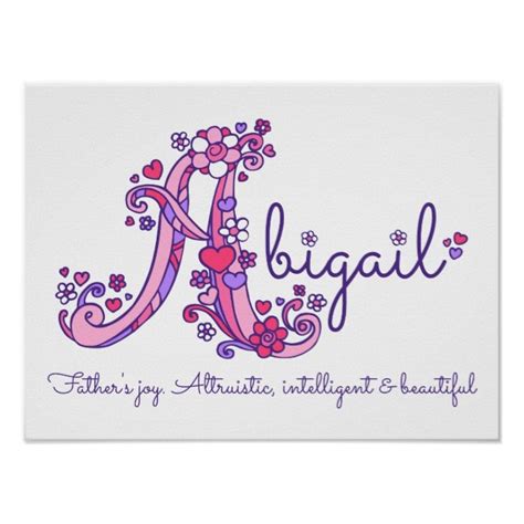 A Monogram Art Abigail Girls Name Meaning Poster Zazzle Monogram