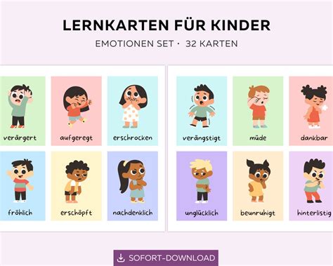 Gef Hlskarten Set Emotionskarten Kinder Zum Ausdrucken Etsy