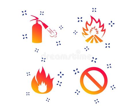 Iconos De La Llama Del Fuego S Mbolo De La Parada De La Prohibici N