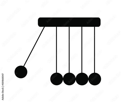 Newtons Cradle Symbol Vector Silhouette Illustration Isolated On White