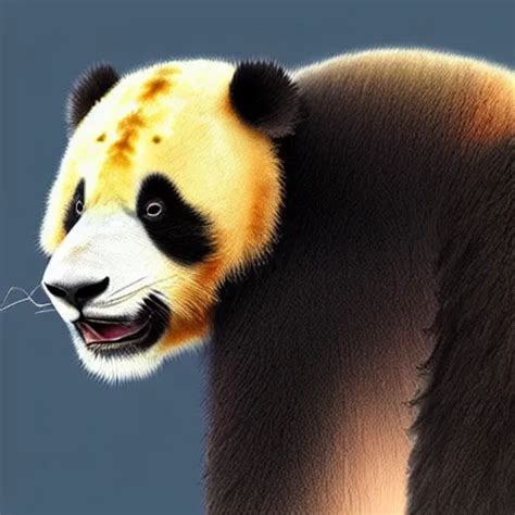 Profile View Of Cute Fluffy Baby Panda With Long Stable Diffusion