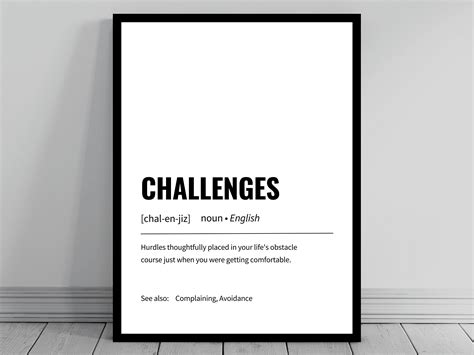 Challenges Definition Print Minimalist Office Art Funny De Inspire Uplift