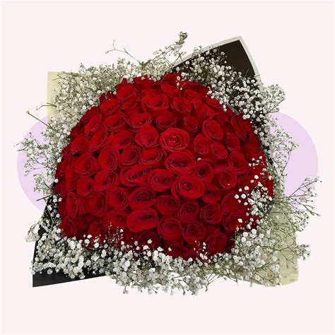 100 Rosas Rojas Con Gypso Platinum Flowers