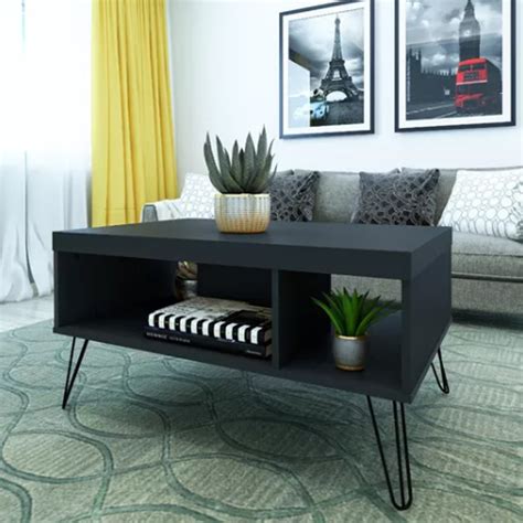 Mesa De Living Mesa Ratona Dise O Elegante Moderno Negro Muebles Express