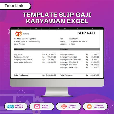 jual template slip gaji karyawan excel tinggal pakai shopee indonesia