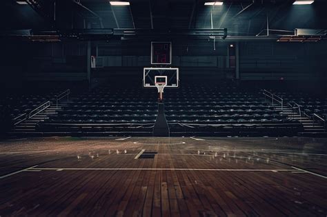 Una Cancha De Baloncesto Con Un Aro De Baloncestro En El Suelo Vector