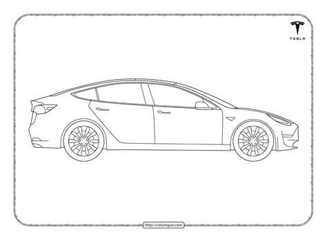 Printable Cars Tesla Model 3 Coloring Pages