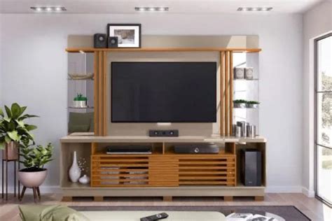 Estante Home Theater Frizz Gold Para Tv At Pol Madetec Fendi