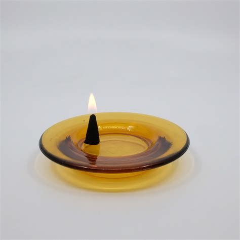 Vintage Hand Blown Bubble Glass Footed Amber Glass Ash Tray Glass Ash Tray Vintage Glass Incense