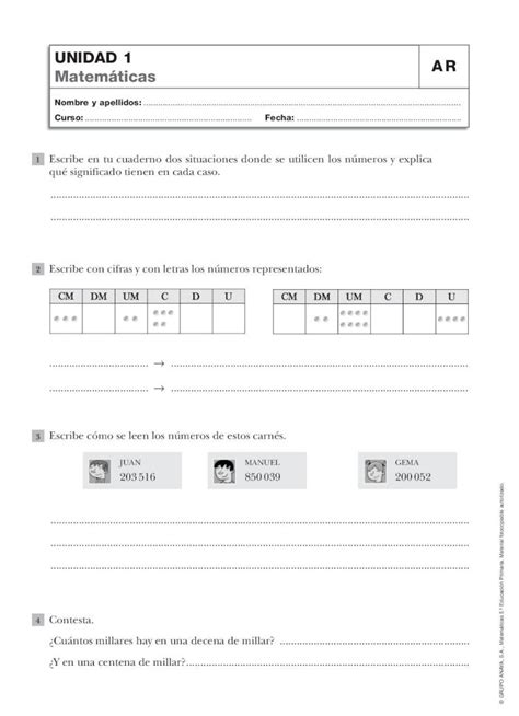 Pdf Unidad 1 Ar Matemáticas · © Grupo Anaya Sa Matemáticas 5º Educación Primaria