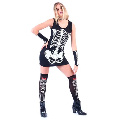 Fantasia Esqueleto - Fantasia de Halloween Feminina Esqueleto com Capuz e Luvas