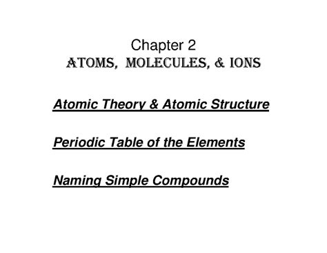 Atoms Molecules And Ions Chapter 2 Atomic Theory And Atomic Studocu