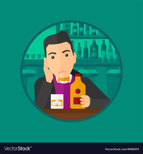 Sad Man Drinking Alcohol Royalty Free Vector Image