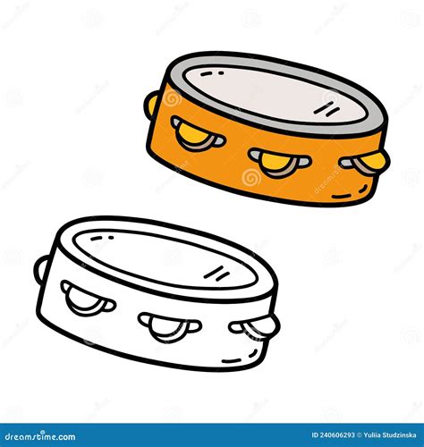 Doodle Tambourine Coloring Page Cartoon Vector Cartoondealer