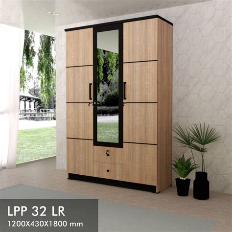 Jual LEMARI PAKAIAN 3 PINTU ROMARO LPP 32 LR BROWN Shopee Indonesia