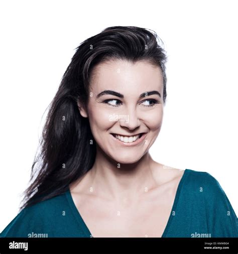 Beautiful Caucasian Brunette Woman Portrait Studio White Background Stock Photo Alamy