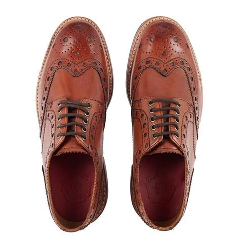 GRENSON Archie Brogue Men Tan Handpainted Flannels